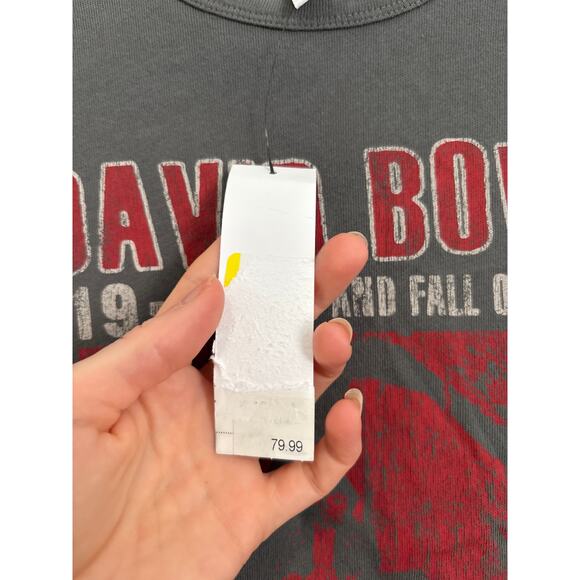 Topshop NWT Gray David Bowie Ziggy Stardust Baby Tee Small - Picture 6 of 7